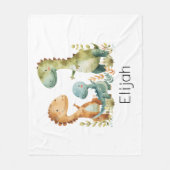 かわいい恐竜の家族のパーソナライズされた子供 フリースブランケット (正面)