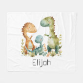 かわいい恐竜の家族のパーソナライズされた子供 フリースブランケット (正面(横))