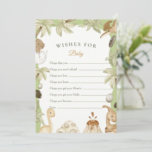 かわいい恐竜の少年がベビーの赤ちゃんシャワーカードを望む 招待状 (スタンド正面)