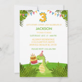 かわいい恐竜の少年たち三年生パーティー 招待状 (正面)