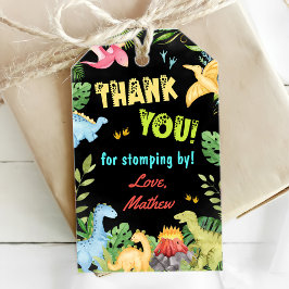 かわいい恐竜の少年の誕生日パーティー ギフトタグ