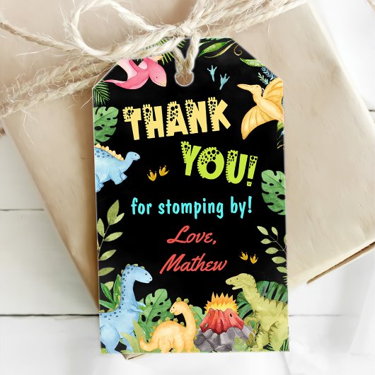 かわいい恐竜の少年の誕生日パーティー ギフトタグ