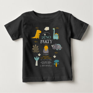 かわいい恐竜の少年の誕生日パーティー ベビーTシャツ