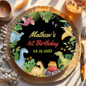 かわいい恐竜の少年の誕生日パーティー ペーパープレート