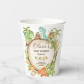 かわいい恐竜の少年の赤ちゃんシャワー緑の葉 紙コップ (裏面)