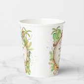 かわいい恐竜の少年の赤ちゃんシャワー緑の葉 紙コップ (左)