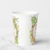 かわいい恐竜の少年の赤ちゃんシャワー緑の葉 紙コップ (右)