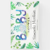 かわいい恐竜の少年の赤ちゃんシャワー 横断幕 (縦)