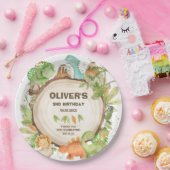 かわいい恐竜の少年誕生日緑の緑の葉 ペーパープレート (パーティー)