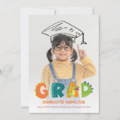 かわいい恐竜の幼稚園の卒業発表 招待状 (正面)