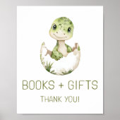 かわいい恐竜の本とギフト赤ちゃんシャワーのサイン ポスター (正面)