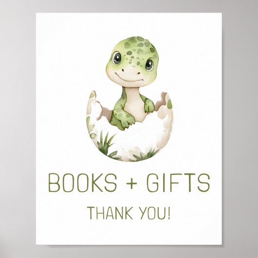 かわいい恐竜の本とギフト赤ちゃんシャワーのサイン ポスター (正面)