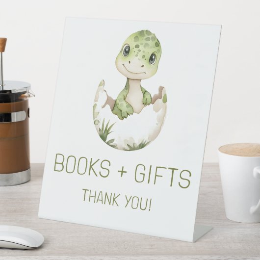 かわいい恐竜の本とギフト赤ちゃんシャワーのサイン 台座サイン (インサイチュ)