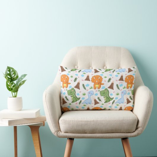 かわいい恐竜の柄(キッズ用) ランバークッション (椅子)