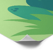 かわいい恐竜の母と赤ちゃん男の子の育児ポスター ポスター (角)