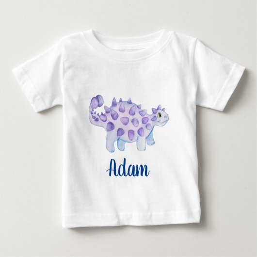 かわいい恐竜の水彩画のパシフィアベビービブ ベビーTシャツ (正面)