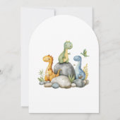 かわいい恐竜の水彩画 ハッチング間近 赤ちゃん歓迎 招待状 (裏面)