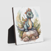 かわいい恐竜の水彩画 フォトプラーク (正面)