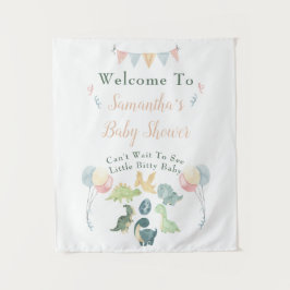 かわいい恐竜の水彩 赤ちゃんシャワー ウェルカムサイン タペストリー