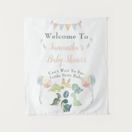 かわいい恐竜の水彩 赤ちゃん歓迎のサイン タペストリー