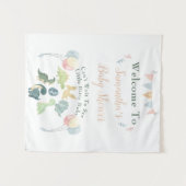 かわいい恐竜の水彩 赤ちゃん歓迎のサイン タペストリー (正面(横))