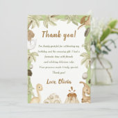 かわいい恐竜の男の子の誕生日パーティーお礼カード 招待状 (スタンド正面)