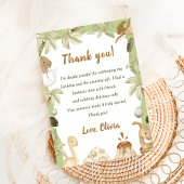 かわいい恐竜の男の子の誕生日パーティー感謝カード 招待状