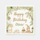 かわいい恐竜の男の子の誕生日パーティー スタンダードカクテルナプキン (正面)