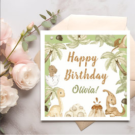 かわいい恐竜の男の子の誕生日パーティー スタンダードカクテルナプキン