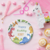 かわいい恐竜の男の子の誕生日パーティー ペーパープレート (パーティー)
