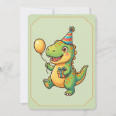かわいい恐竜の男の子の誕生日招待状 編集可能 招待状 (裏面)