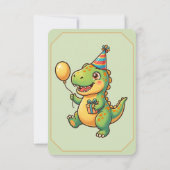 かわいい恐竜の男の子の誕生日RSVPカード（編集可能） 出欠カード (裏面)