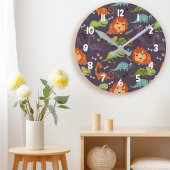 かわいい恐竜の男の子の部屋の装飾パターン ラウンド壁時計