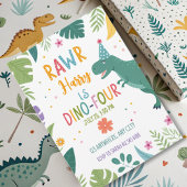 かわいい恐竜の男の子4歳の誕生日 招待状