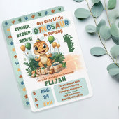 かわいい恐竜の男の子 1歳の誕生日パーティー 招待状