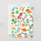 かわいい恐竜の種類 シームレス サンキューカード (正面)