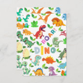 かわいい恐竜の種類 シームレス サンキューカード (正面/裏面)