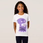 かわいい恐竜の紫の誕生日パーティTシャツ Tシャツ (正面フル)
