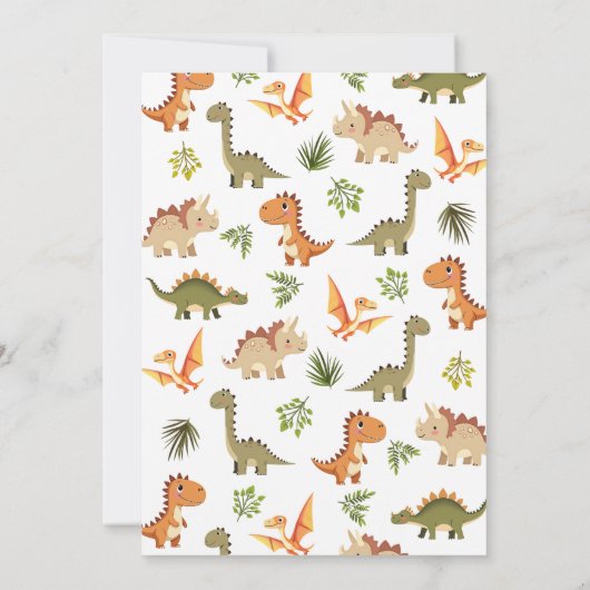 かわいい恐竜の緑の赤ちゃんシャワー サンキューカード (裏面)