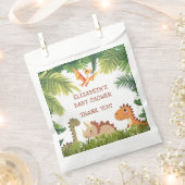 かわいい恐竜の緑の赤ちゃんシャワー フェイバーバッグ (クリップ留めされた状態)