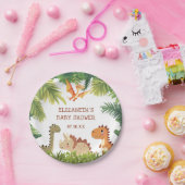 かわいい恐竜の緑の赤ちゃんシャワー ペーパープレート (パーティー)
