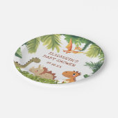 かわいい恐竜の緑の赤ちゃんシャワー ペーパープレート (アングル)