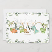 かわいい恐竜の緑2歳の誕生日2 招待状 (裏面)