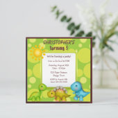 かわいい恐竜の誕生パーティー 招待状 (スタンド正面)