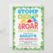かわいい恐竜の誕生日カラフル少年 招待状 (正面)