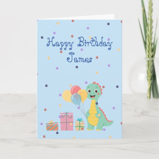 かわいい恐竜の誕生日カード カード (正面)