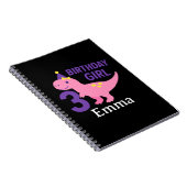 かわいい恐竜の誕生日ガール - 3歳のお祝い ノートブック (右側)