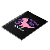 かわいい恐竜の誕生日ガール - 3歳のお祝い ノートブック (左側)