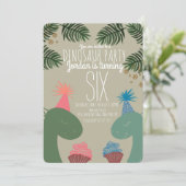 かわいい恐竜の誕生日ケーキカップ glitter コンフェッティ 招待状 (スタンド正面)