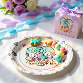 かわいい恐竜の誕生日パーソナライズ ペーパープレート